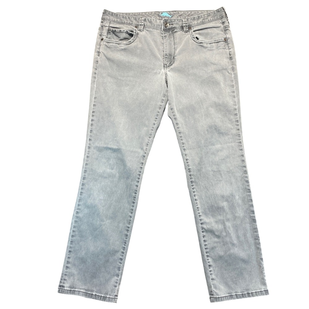 Tommy Bahama Mens Gray Straight Leg Jeans 35x30 Casual Five Pocket Pants